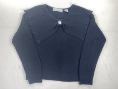 Vintage Bramble Lane Black Knit Jewel Bow Sweater-Size M-Silk/Angora Blend