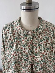 Mid Century Handcrafted Floral Cotton Smock Top Artist Workwear Folk Prairie OS