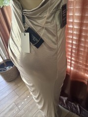 JLUXLABEL GOLD SHIMMER Grecian-Inspired One Shoulder Draped NWTS SZ XL ma