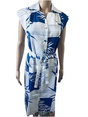 VTG Andrade Hawaiian Blue Floral Leaf Dress Tropical Resort Wear Sz 6 Honolulu