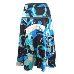 Vintage Salvatore Ferragamo Silk Midi Skirt Authenticated Blue Italy 12 Y2K