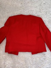 Vtg Pendleton Women Jacket Sz 10P Virgin Wool Red Cropped Blazer USA Open Front