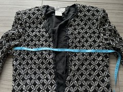 Vintage Beaded Evening Jacket Black Silver Silk Papell Boutique 60s Real Silk