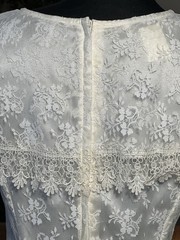 Vtg Scott McClintock Wedding Dress Ivory Lace Capelet Chiffon Boho Prairie Sz14