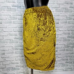 Vintage 80s Jump Gold Crushed Velvet Top & Skirt Set Peplum Ruched Bow S