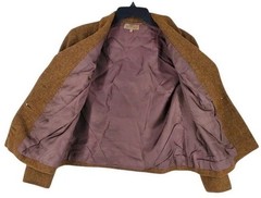 Vtg 50s Peacoat Blazer Crop Wool Tweed 42 EU Brown Austria Handmade Preppy READ