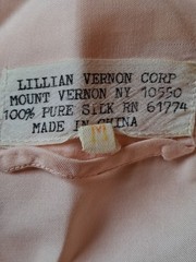 Vintage Lilian Vernon Long 100% Silk Robe Sz M Peachy Pink Hollywood Glam 60s