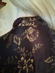 Vintage 1970s/1980s Black Gold Brocade Satiny Chinoiserie Caftan Dress, 2X-3X