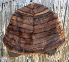 VTG 40s 50s REAL STRIPED MINK RAHWAY FUR STOLE WRAP AROUND SHAWL CAPE BOLERO