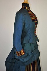 VICTORIAN 2 PIECE SATIN AND VELVET VISITING DRESS 1890s WITH BONNET