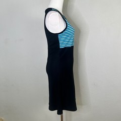 Byer Too California Vintage 90s Striped Sleeveless Dress Black Blue Small USA