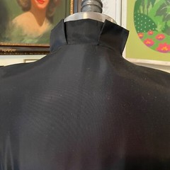 40s Vintage Black Cap Sleeve Midi Length Wiggle Dress with Long Peplum SM MED