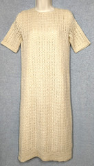 Vtg Crochet Knit Ivory Maxi Dress S 6 Lined Boho Cottage Core Prairie Princess