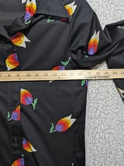Vintage Aileen Rainbow Tulip Novelty Print Button Up Blouse Size 12 Retro Art