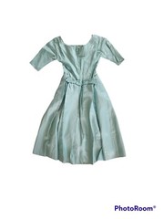 Vintage 50s Harry Keizer Silk Mint Easter Prom Fit Flare dress W20″