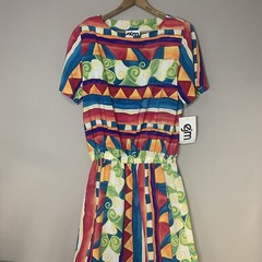 NWT VTG Bright Color Abstract 80s Dress NOS Women 12 EJM Stranger Things Cosplay