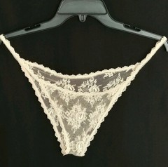 Vtg 3 Piece Lingerie TREASURE from California by FARIS Sheer Beige Lace Size L