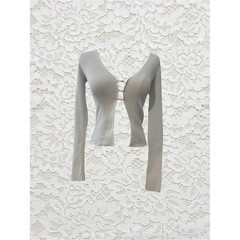vintage express white button front long sleeve top/cardigan