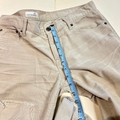 Gap 1969 Sexy Boyfriend Corduroy Distressed Ripped Pants Beige Tan EUC Sz 27r
