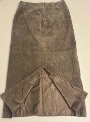 BAGATELLE Vintage Brown Suede Leather Long Skirt A-Line Back Zipper Bohemian- 8