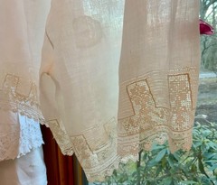 Antique Edwardian Cotton Bloomers c.1905–1915 | Filet Lace Ribbon Hem | L