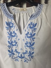 Vintage Tramo Switzerland Cottagecore Embroidered Peasant Blouse Swiss Sz 40