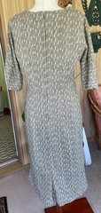 Vtg 60s Henry Lee Gold Gray Boucle Wiggle Dress Midi 3/4 Sleeves Large No Belt