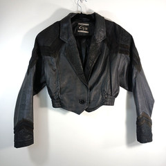 Leather Jacket Global Identity G-III Embossed Suede Accents Shoulder Pads