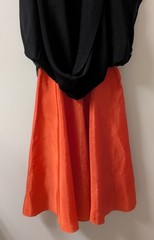 Vintage Late 30’s Black Rayon Crepe Midi Dress Red Slip Smocking Drape Velvet M