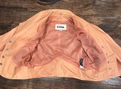Vintage 1980s Chia Peach Ruched Crop Creamy Matte Leather Jacket Sz S