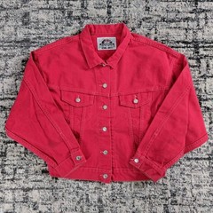 Vtg 80s Levis Authentic Fuchsia Denim Crop Jacket Medium Pink Red Jean 1980s