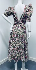 VTG 80s EILEEN WEST Puff Sleeve Midi Cotton Cottage Core Prairie Dress Sz 12 USA