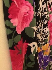 Vintage 1980’s Leonard studio silk jersey black multi floral knee length Skirt