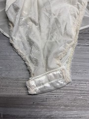 Vintage 80s Mara Intimates Beaded Sequin Satin Chiffon Teddy Bodysuit Bridal S