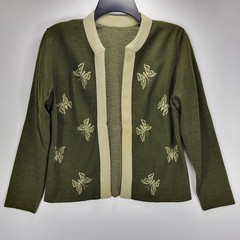 Moderno Knits Vintage 60s 70s Wool Butterfly Cardigan Shirt Skirt Set Womens 13