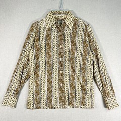 VINTAGE 60s 70s Adelaar Shirt Womens Size 12 Paisley Floral Boho Hippy Disco J23