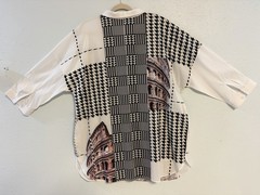 Y2K Tricotto Mixed Print/Pattern Button Down Blouse Sz 2X Art To Wear 3/4 Sleeve