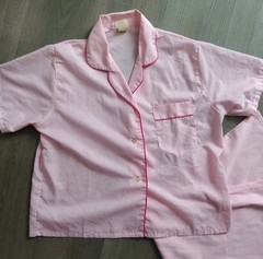 Vtg 70s Sears Pink Pajama Set Permanent Press Piping Coquette Sleepwear Size 38