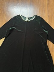 Vintage 90s Velvet Dress Green Long Sleeve Floral Neckline Fairy Grunge Sz 22