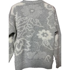 Vintage Carriage Court Women Medium Gray Floral Metallic Knit Sweater H-6911 USA