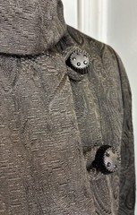 Vintage 1960s Tailor-Made Black Paisley Jacquard Princess Coat Modern XS/ Small