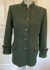 VINTAGE The J. Peterman Co. Wool Coat Made in Italy Velvet Accent Sz 6 Green