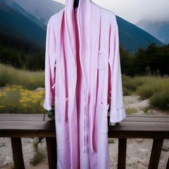 Vintage Pink Bath Robe Fleece Size M With 3 Pockets Belt And Belt Loops Long