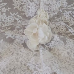 Vtg 1950s Lace Wedding Skirt With Train, Flower & Bow Detail, XS/2