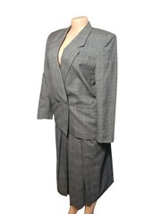 VTG 80s Worthington 2 Piece Pleat Skirt Suit Windowpane Plaid Women 12 Classic