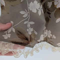 VTG 90s Slip Dress 13 Taupe Brown Floral Lace Trim Coquette Earthy Prairie Boho