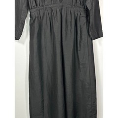 Antique 1910s Edwardian Black Cotton Twill Jet Bead Floral Mourning Dress As Is