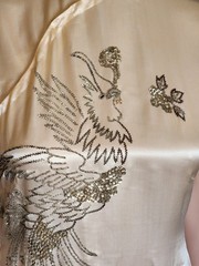 Stunning Vintage 1940s Phoenix Cheongsam Qipao Silk Beaded Sequence Size Small