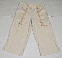 Vintage Ralph Lauren Capri Pants Size 8 90s Beige Wide Leg Rope Drawstring