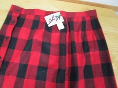 Vintage Kayo California Buffalo Plaid Button Skirt Size 38 Wool Blend